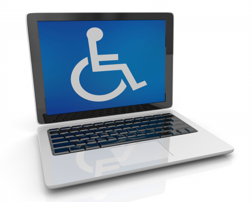 Laptop with accessibility logo for accessibility pot
