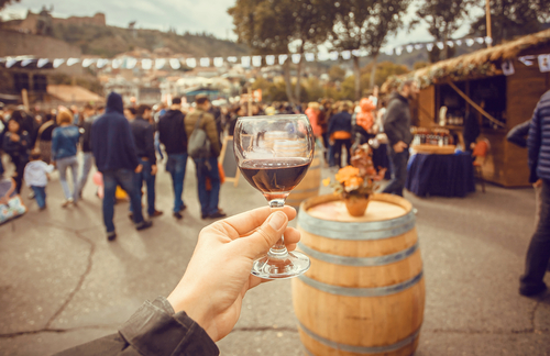 Outdoor wine festival for health check post