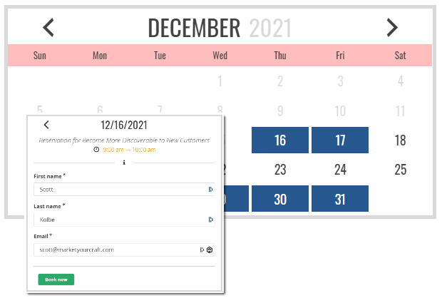Calendar reservation software screengrab for events space post