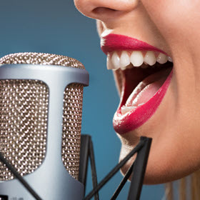 Woman on microphone photo for trivia post