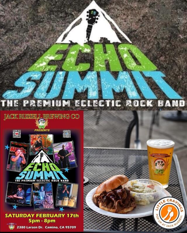 Join us tomorrow for Echo Summit Playing live at the brewery! Little Cravings will be onsite with snacks and more. It will be a great evening at the brewery. 🍻
.
.
#jackrussellfarmbrewery #jackrussellbrewery #applehillofficial #applehill #visitapplehill #applehilltourguide #sacbeer #camino #craftbeer #sacbeerenthusiasts #handcraftedbeer #cider #hardcider #visitgoldcountry #visiteldoradocounty #eldoradocounty #appleblossom #brewery #brewerylife #localbusiness #foodtruck #visiteldorado
