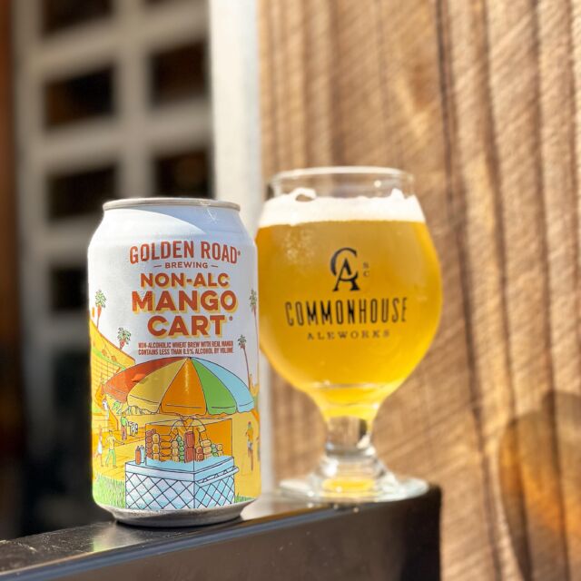 While we’re actively working to develop our own non-alcoholic brew, we’ve got a selection of great NA offerings including this delicious mango wheat from Golden Road. It’s bright and fresh with a hint of mango sweetness! We open at 2pm today, come grab one (or any of our 14 beers on tap) and enjoy the sunshine! #nabeers #nonalcoholic #nonalcoholicbeer #mangocart #mangocartna #goldenroadbrewing #commonhousealeworks #chsbeer #chsdrinks #chs #chseats #craftbeer #scbrewery #chsbreweries