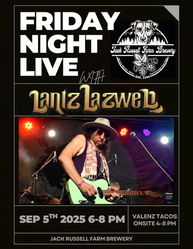 @lantzlazwell playing Friday Night Live tonight here at Jack Russell Farm Brewery! @valenz_tacos3 on-site. 
.
.
#jackrussellfarmbrewery #applehillofficial #applehill #visitapplehill #applehilltourguide #sacbeer #camino #craftbeer #sacbeerenthusiasts