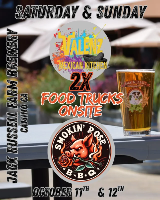 Two great food trucks one great location! Come by Jack Russell Farm Brewery today! @valenz_tacos3 + @smokinrosebbqtrailer