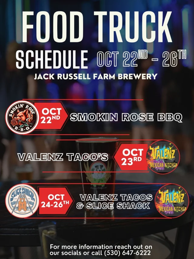 It’s a great week to stop by the brewery food trucks onsite Wednesday-Sunday this week more info above 👆