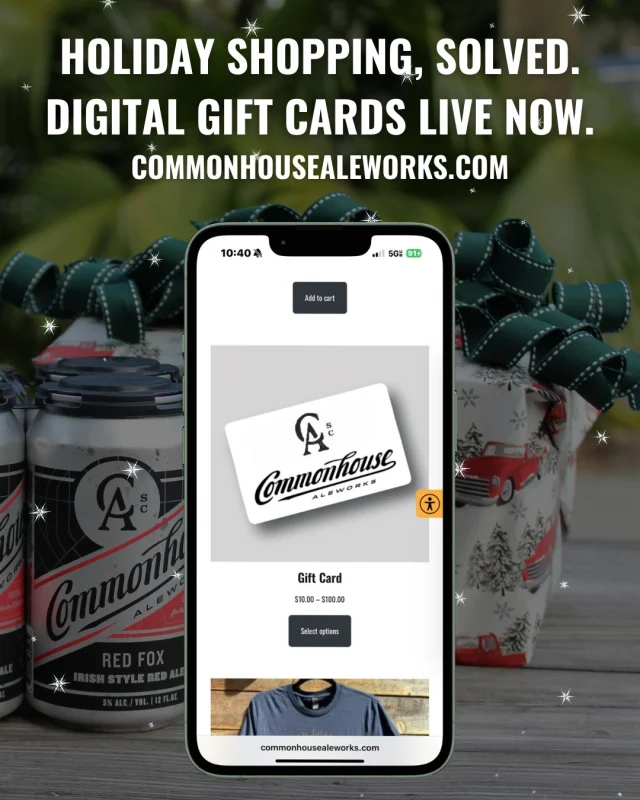 Give the gift everyone actually wants this year.

For the first time EVER, Commonhouse digital gift cards are live and ready to send instantly.

No shipping, no lines, no hassle.

Just a few clicks and you’ve officially nailed holiday gifting.

Find them at commonhousealeworks.com 🎁🍺